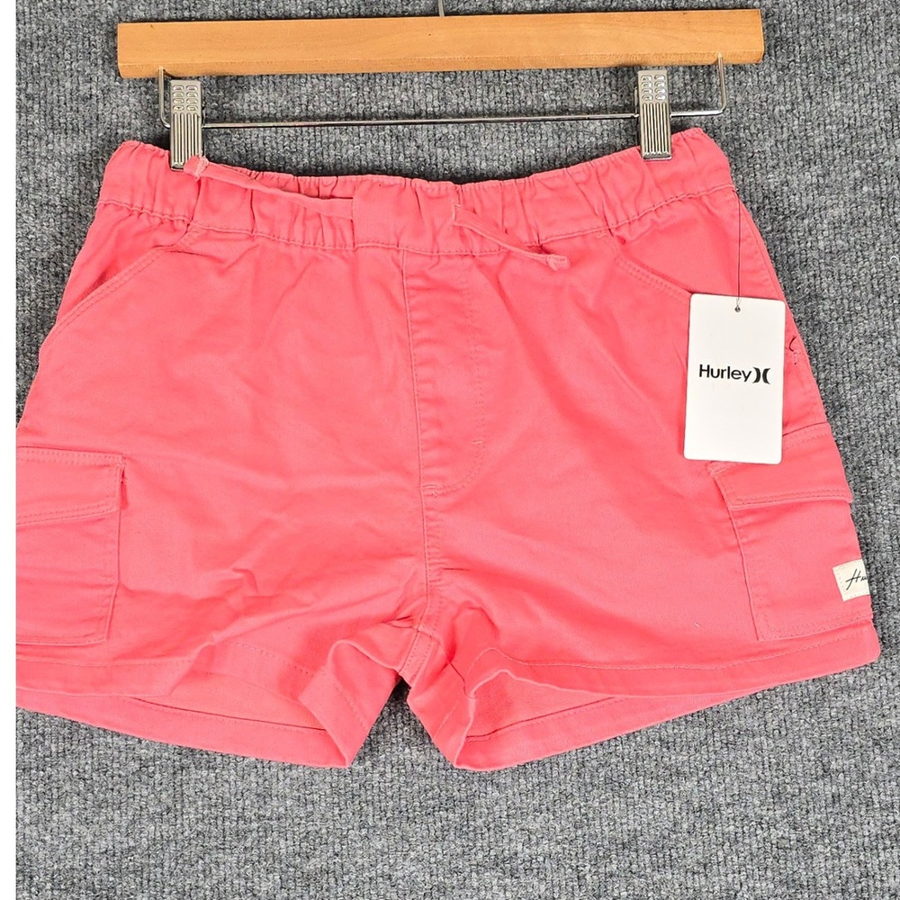 Hurley Girls Sunset Coral Cargo Shorts Elastic Waist Size Large